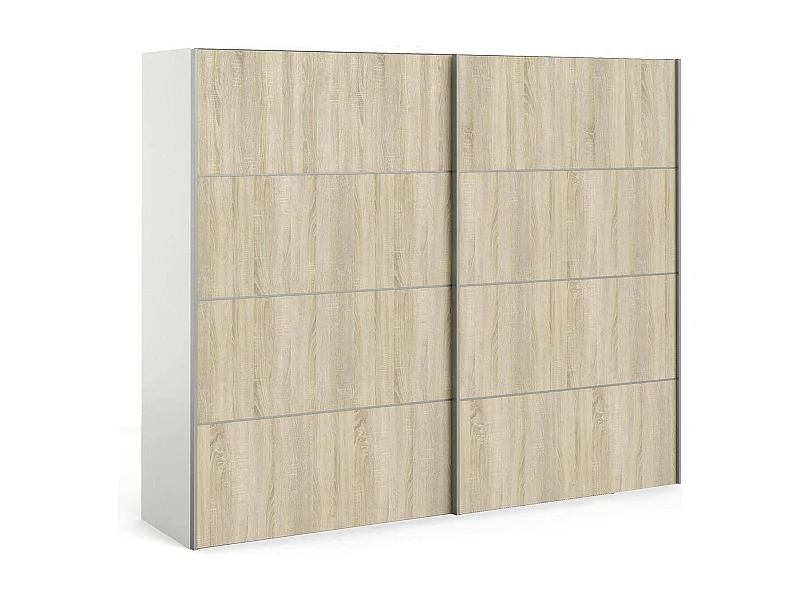 Garde-robe 2 portes Avelengo, Meubles de chambre, Penderie de plain-pied, Placard à vêtements, 243x64 h202 cm, Chêne et Blanc