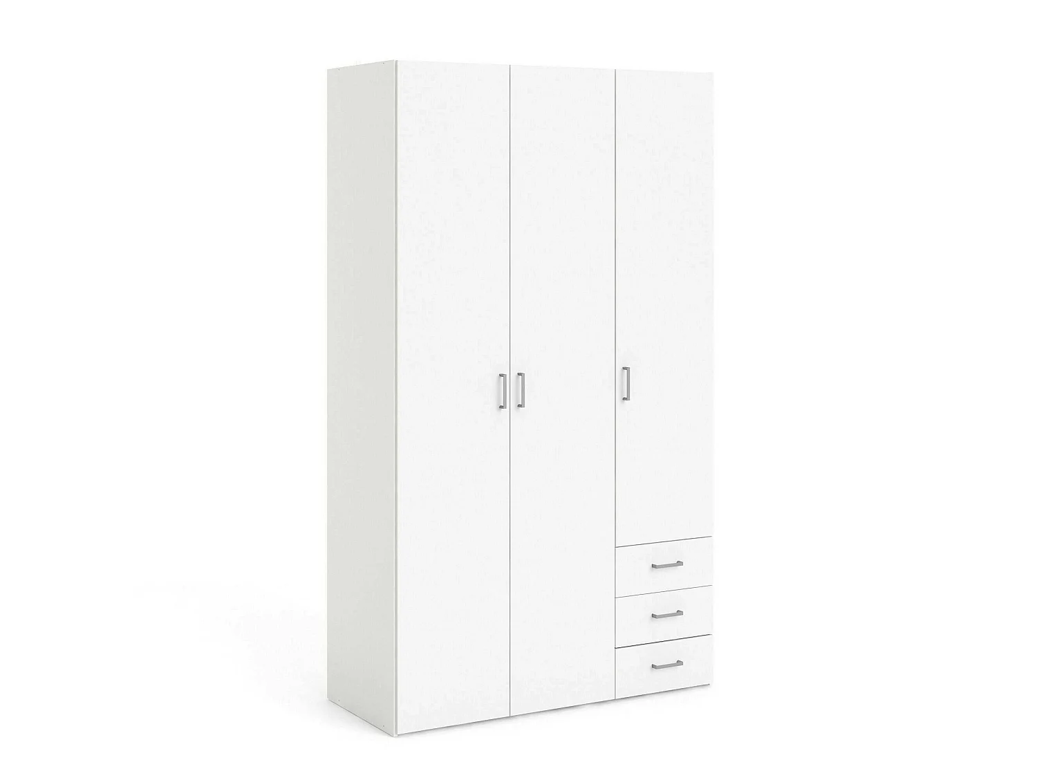 Armoire à trois portes et trois tiroirs, couleur blanche, Dimensions 115 x 200 x 49 cm