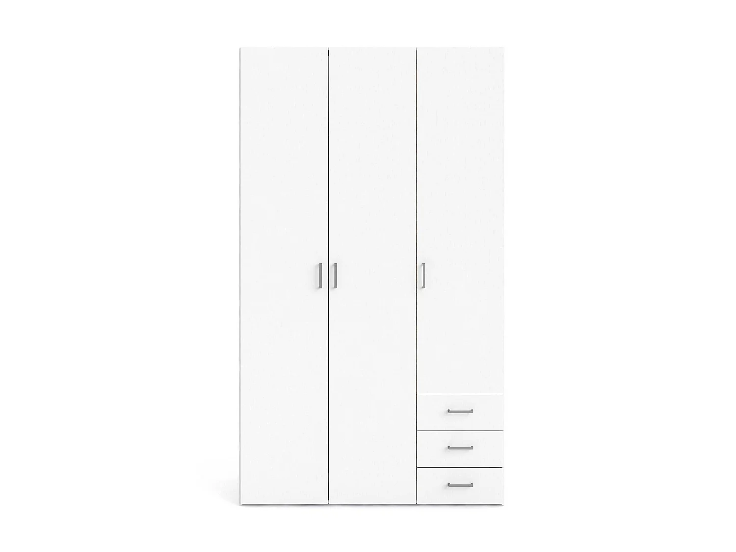 Armoire à trois portes et trois tiroirs, couleur blanche, Dimensions 115 x 200 x 49 cm