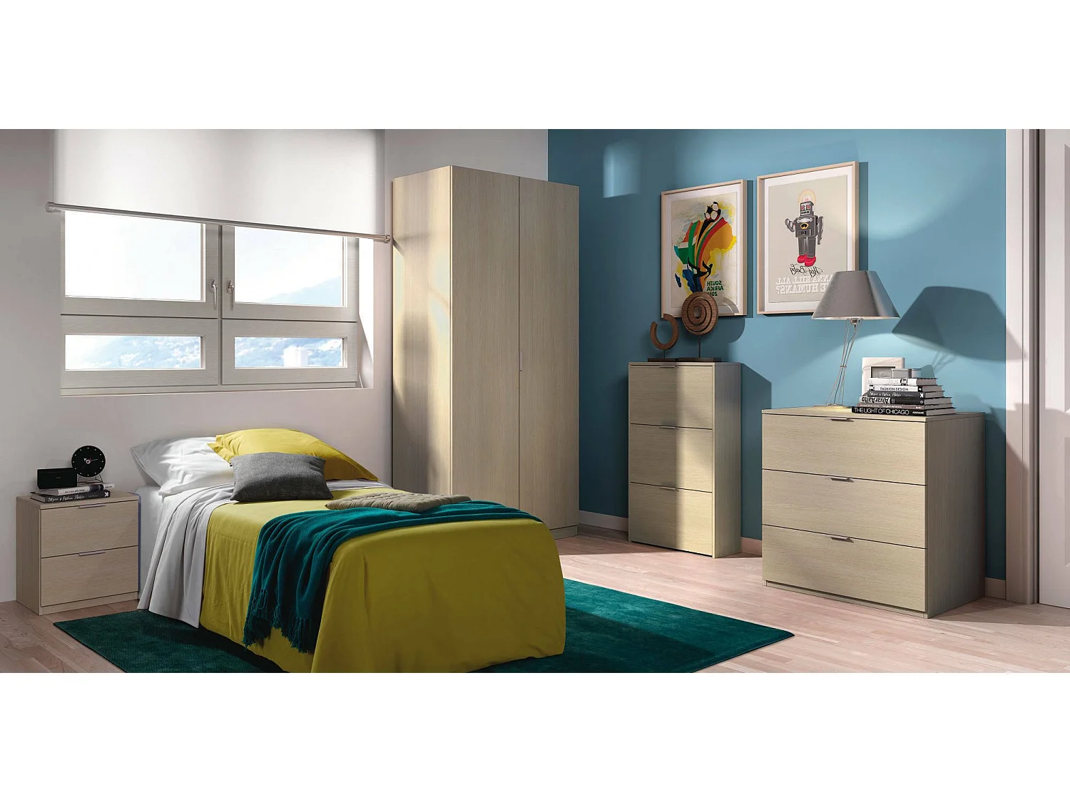 Guardarropa Dleon, Armario dormitorio con 2 puertas batientes, Mueble de dormitorio con 1 balda y barra para colgar ropa, 82x52h180 cm, Roble