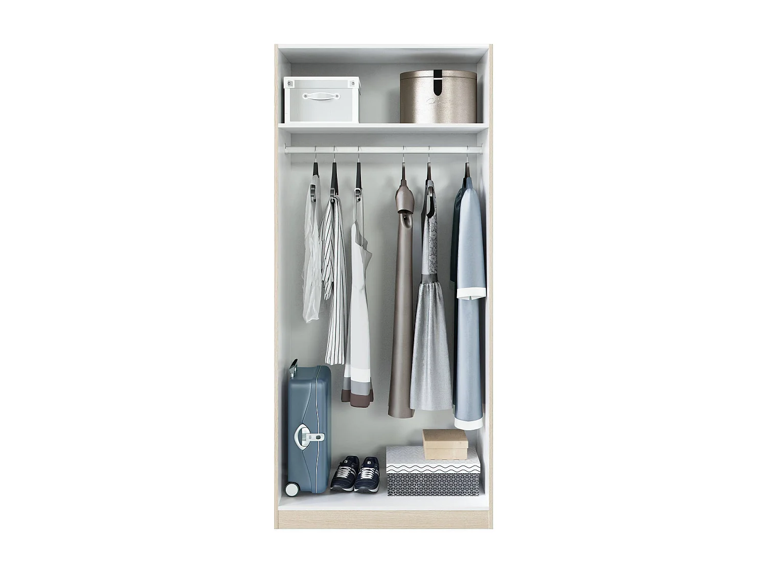 Guardarropa Dleon, Armario dormitorio con 2 puertas batientes, Mueble de dormitorio con 1 balda y barra para colgar ropa, 82x52h180 cm, Roble