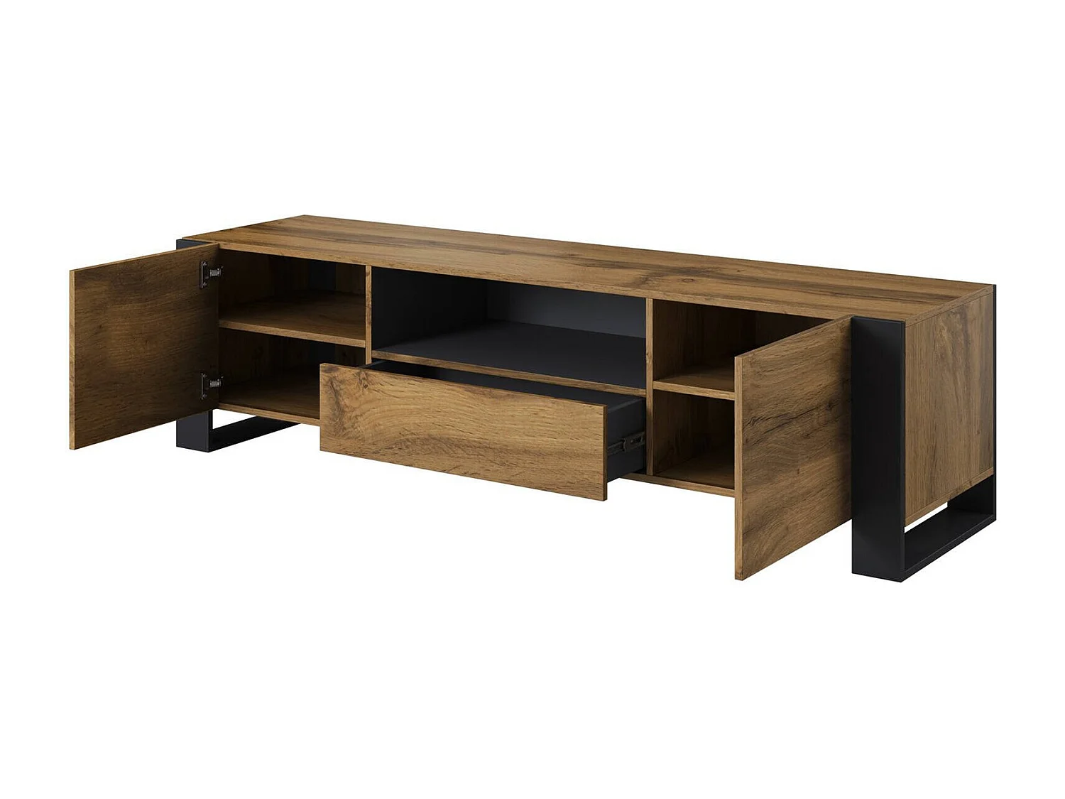 Mobile Porta tv Sines, 3 Ripiani, 44x180x48h cm Marrone Rovere Nodi