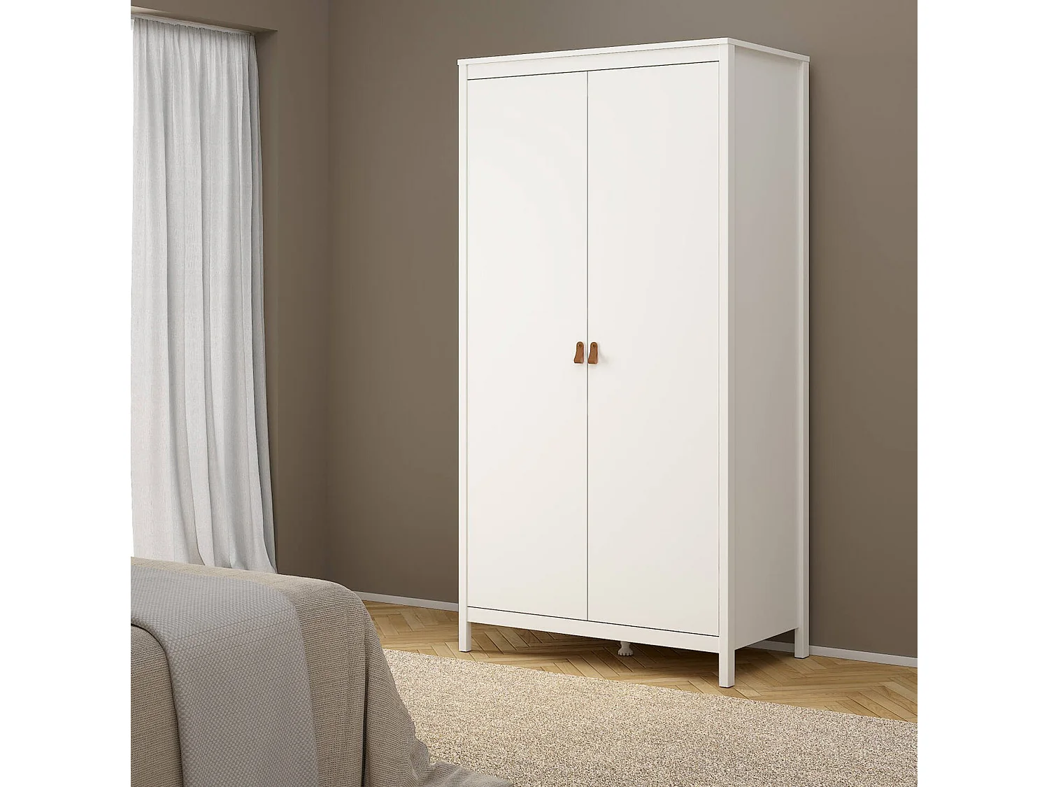 Garde-robe 2 portes Dsciacc, Meubles de chambre, Penderie de plain-pied, Placard à vêtements, 102x58 h199 cm, Blanc