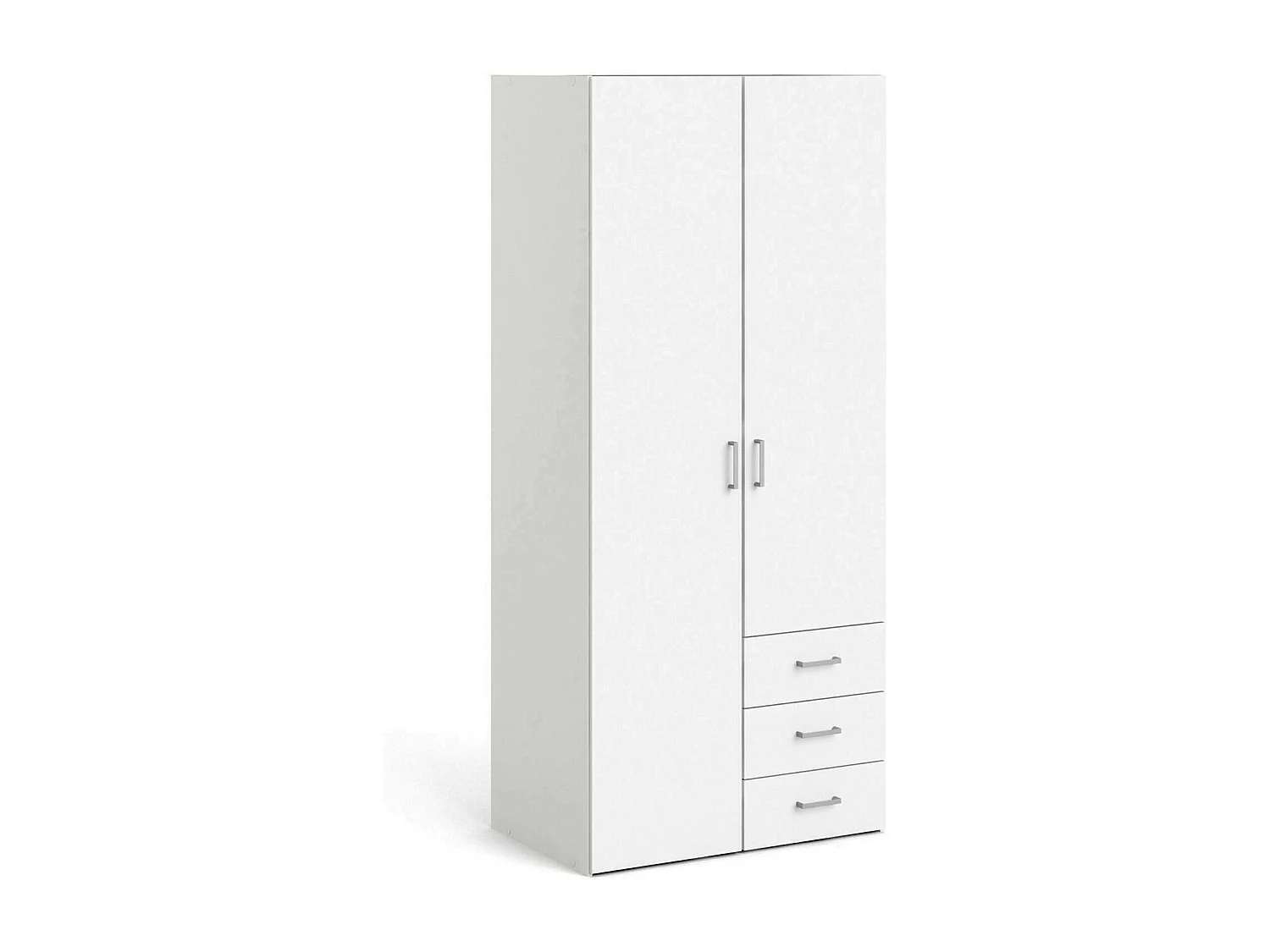 Kleiderschrank 2 Türen Dscurt, Schlafzimmermöbel, Schrank, Garderobe, 77x49 h175 cm, WeiÃŸ