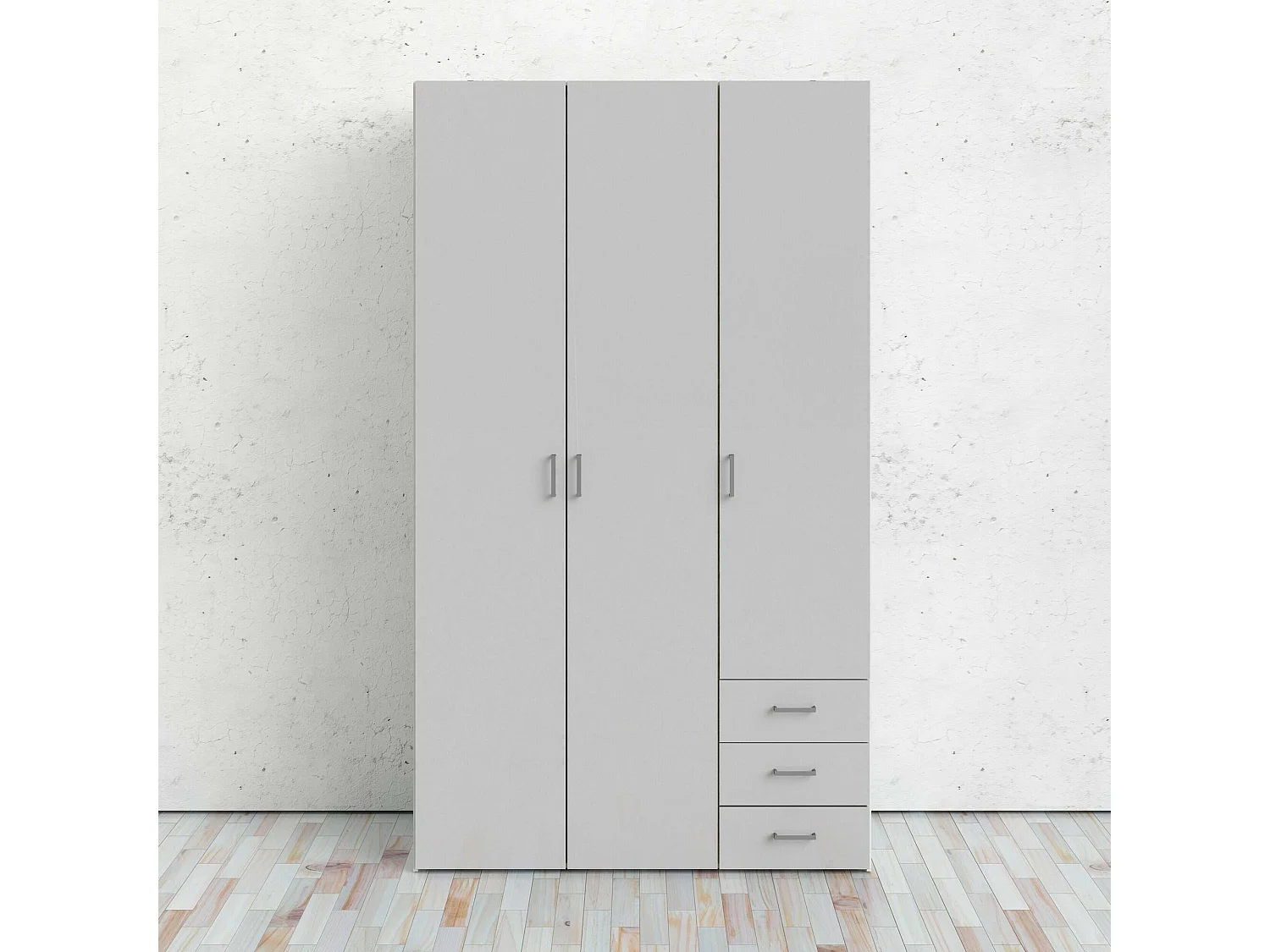 Garde-robe 3 portes Dsemplic, Meubles de chambre, Penderie de plain-pied, Placard à vêtements, 116x50 h200 cm, Blanc