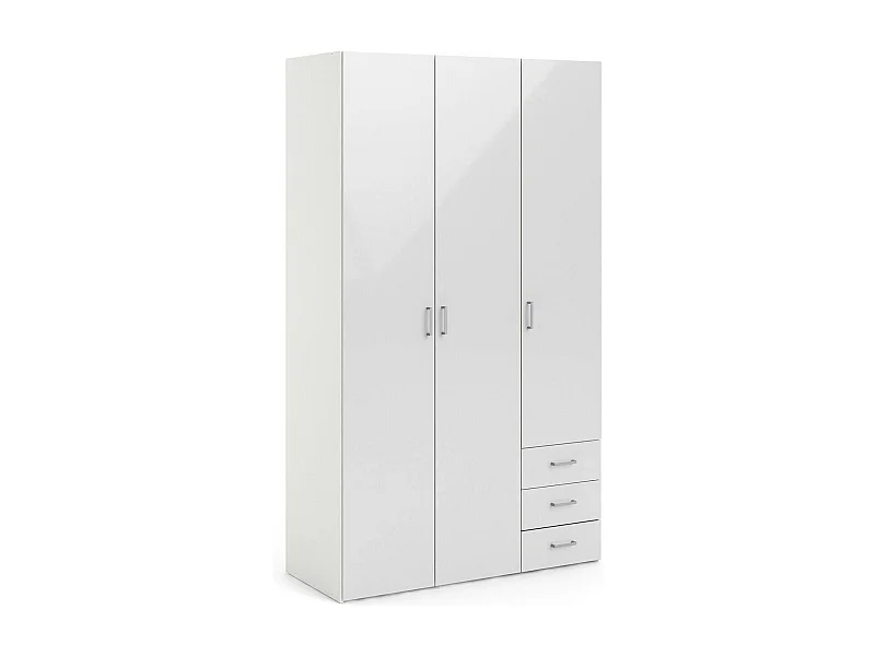 Kleiderschrank 3 Türen Dsemplic, Schlafzimmermöbel, Schrank, Garderobe, 116x50 h200 cm, WeiÃŸ