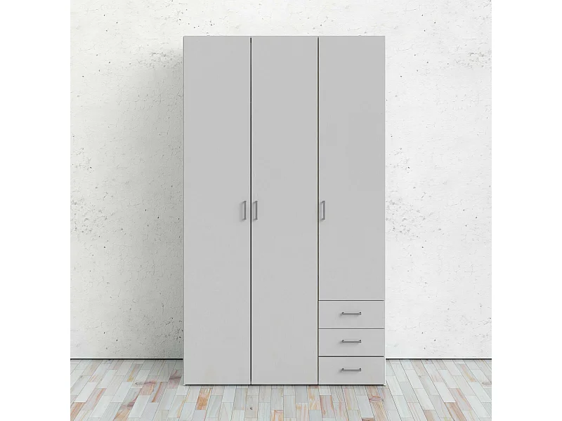 Garde-robe 3 portes Dsemplic, Meubles de chambre, Penderie de plain-pied, Placard à vêtements, 116x50 h200 cm, Blanc