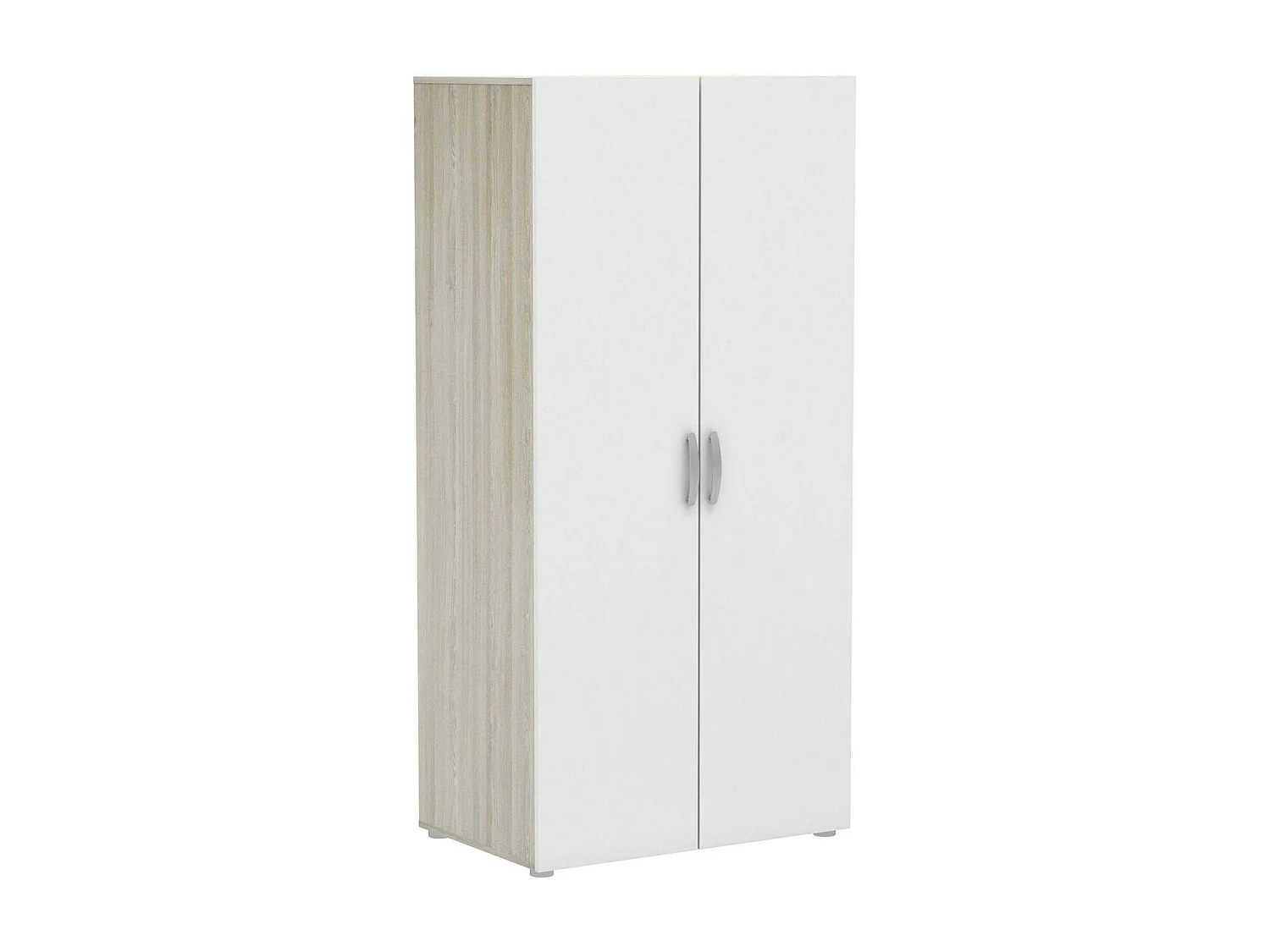 Armario 2 puertas Dsaevi, Muebles de dormitorio, Vestidor, Armario de ropa, 79x52 h166 cm, Roble y Blanco mate