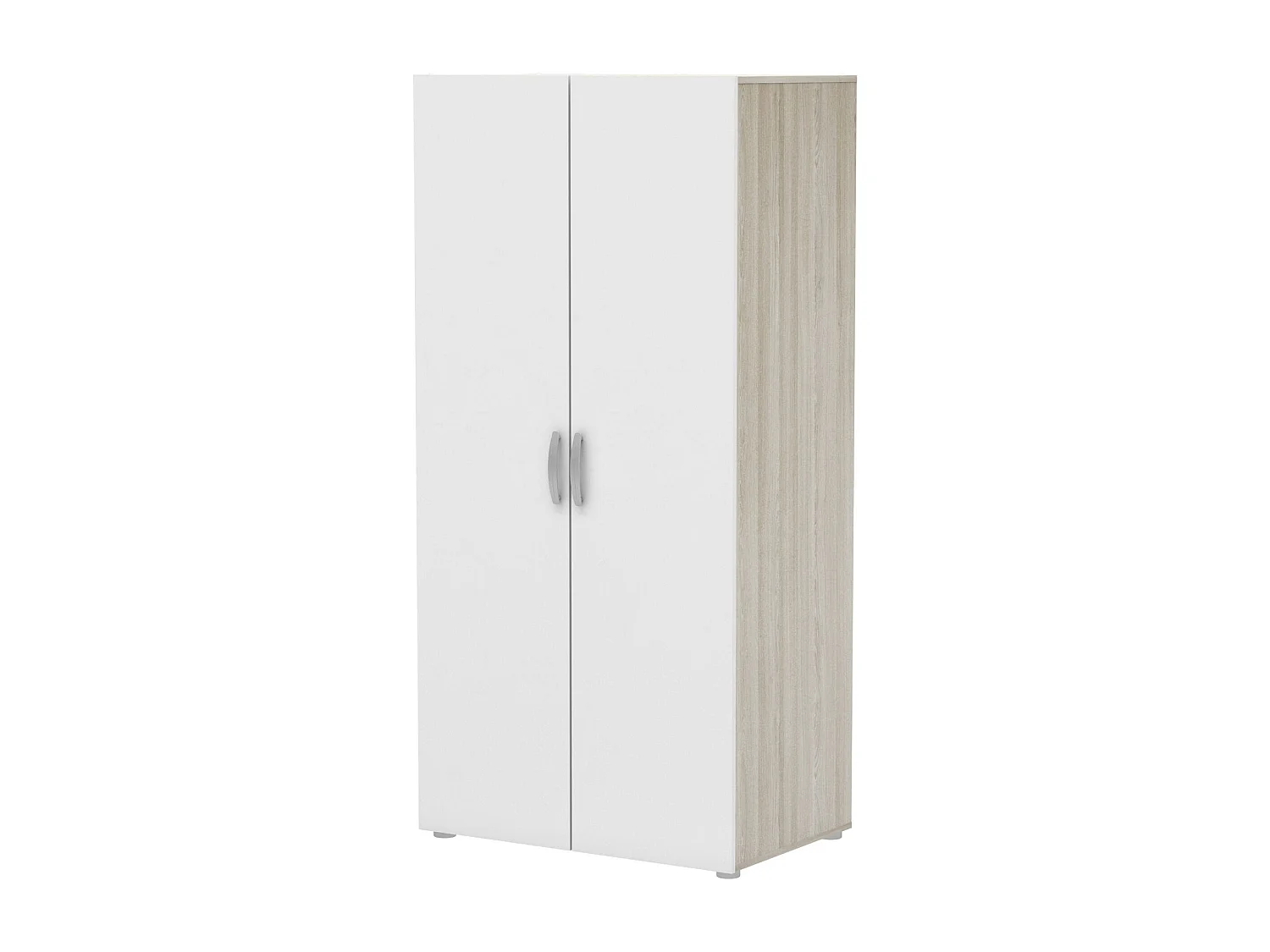 Armario 2 puertas Dsaevi, Muebles de dormitorio, Vestidor, Armario de ropa, 79x52 h166 cm, Roble y Blanco mate