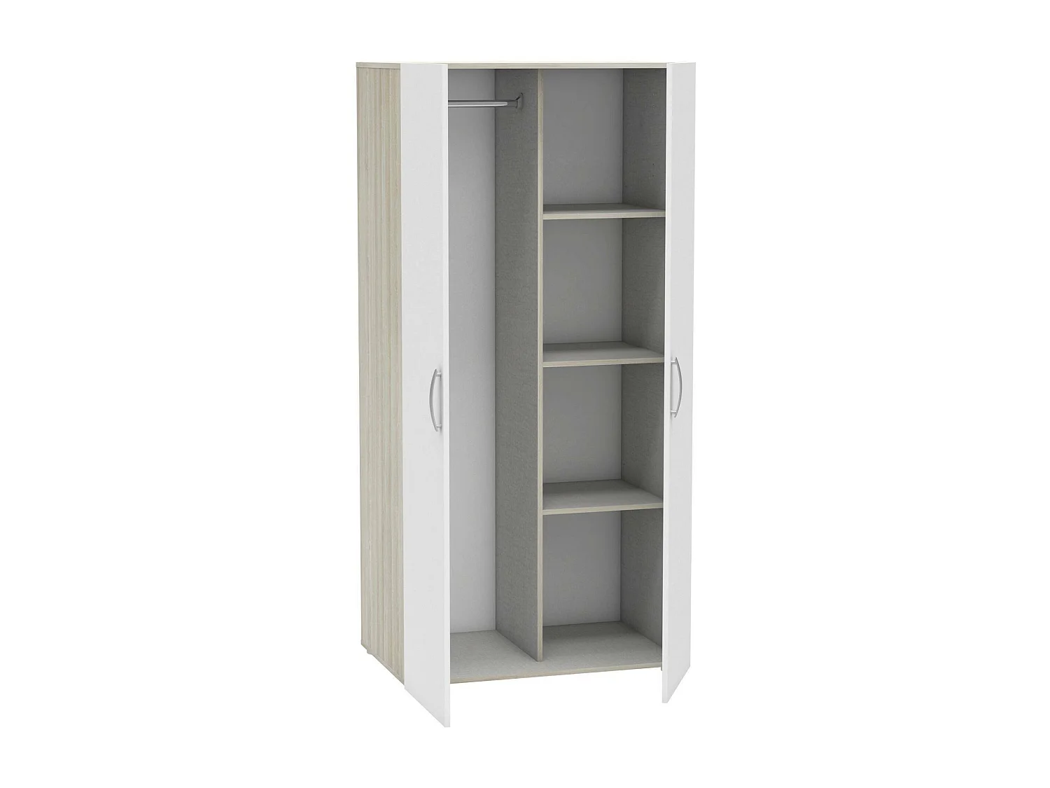 Armario 2 puertas Dsaevi, Muebles de dormitorio, Vestidor, Armario de ropa, 79x52 h166 cm, Roble y Blanco mate