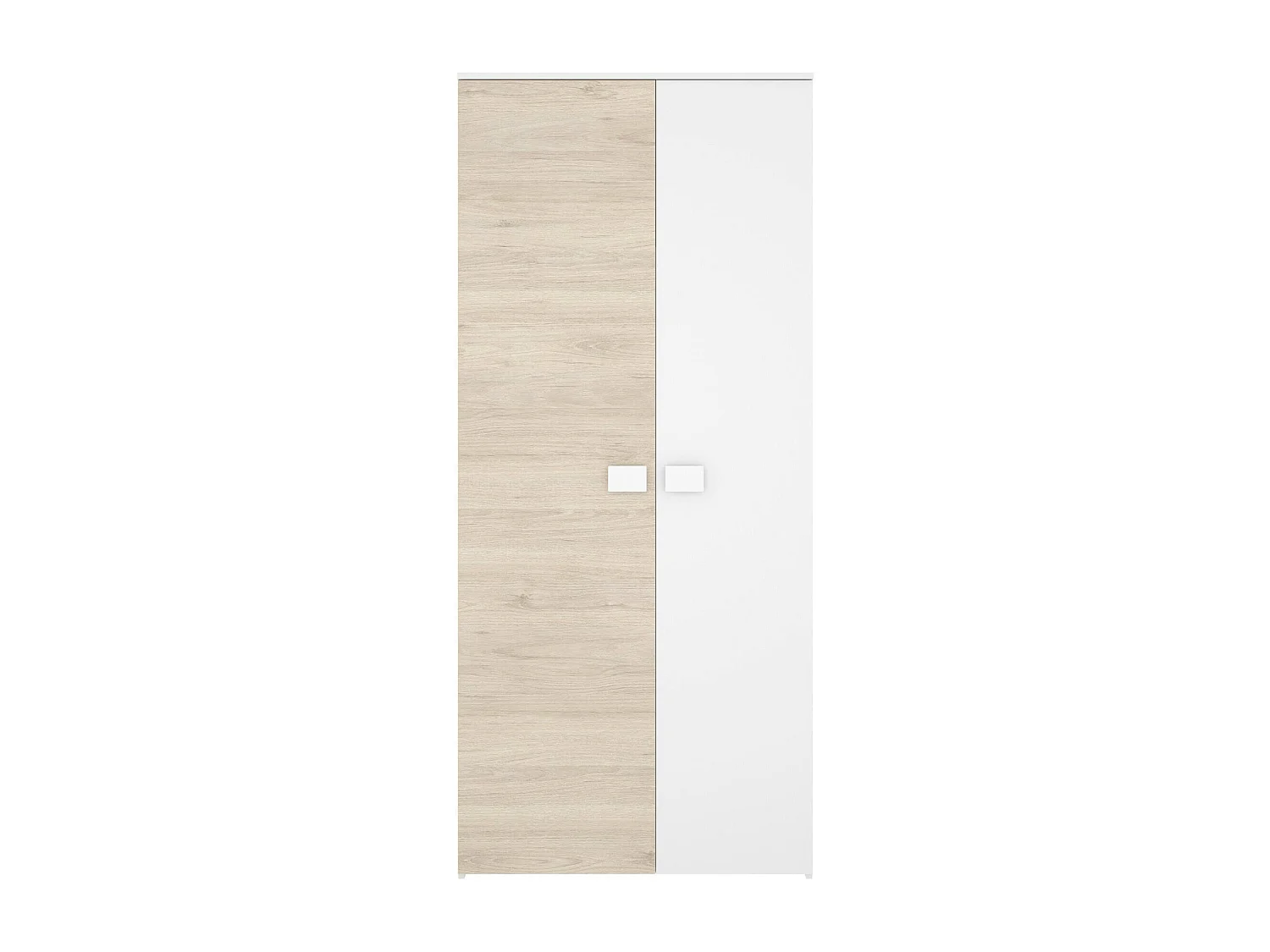 Dcantla 2-deurskast, Slaapkamermeubel, Inloopkast, Kledingkast, 90x53 h202 cm, Wit en Eiken