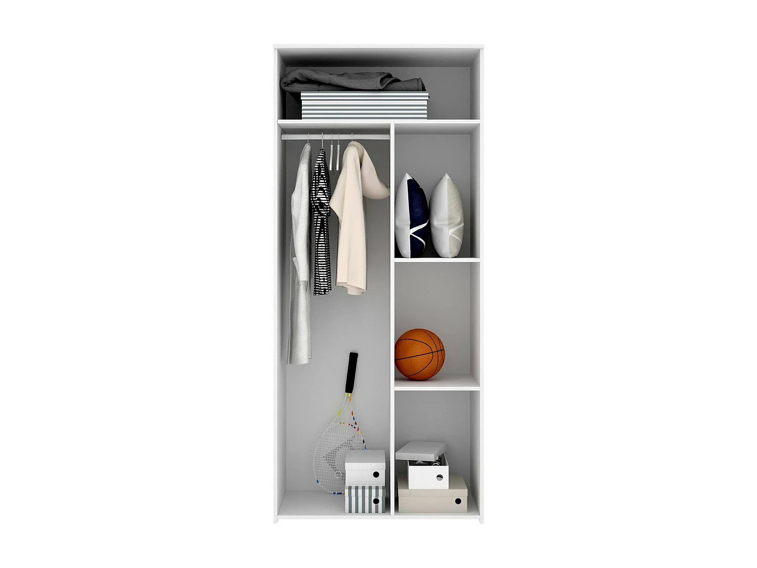 Dcantla 2-deurskast, Slaapkamermeubel, Inloopkast, Kledingkast, 90x53 h202 cm, Wit en Eiken