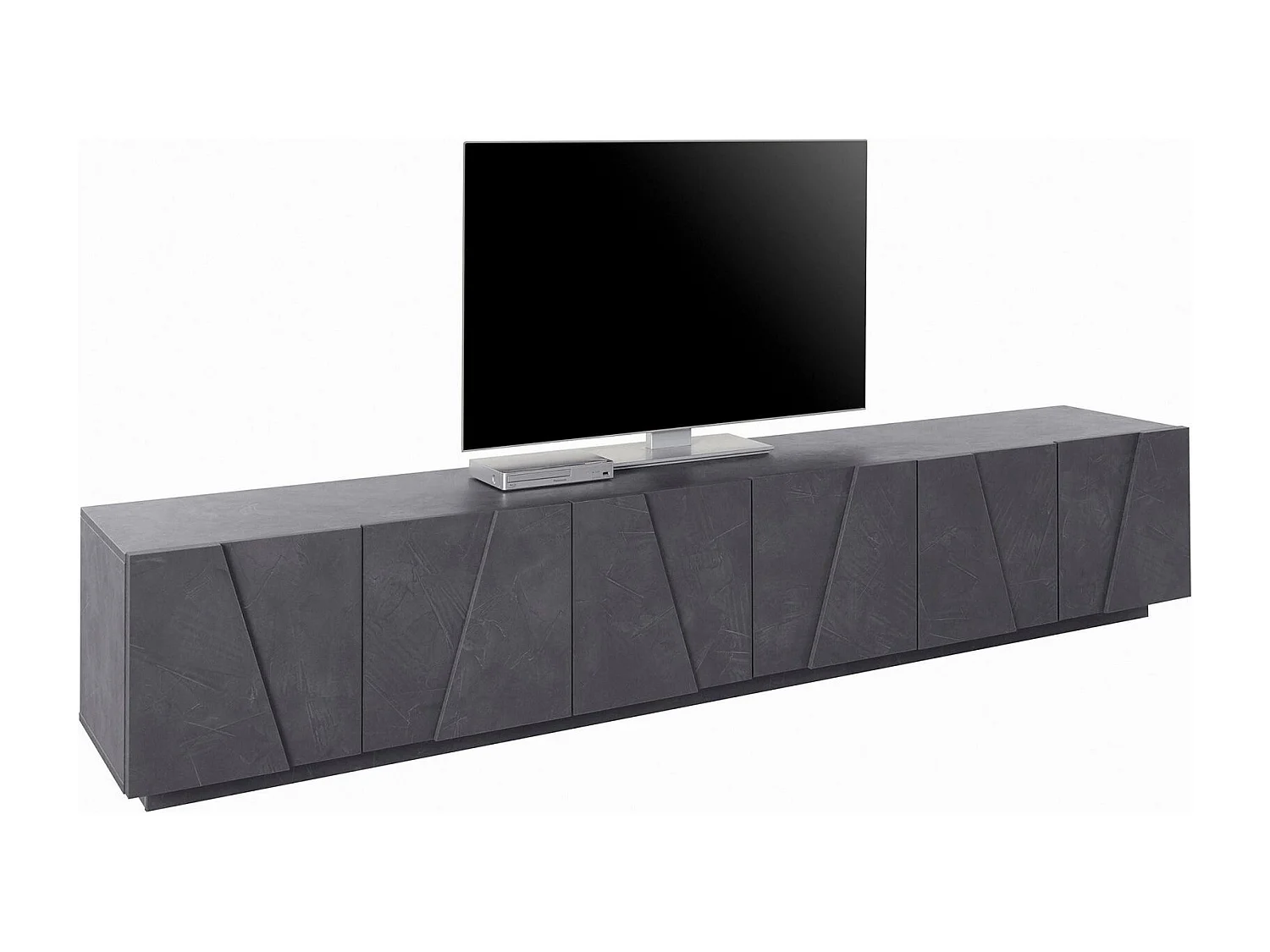 Meuble TV Dgil, Buffet bas de salon, Base pour meuble TV, 100% Made in Italy, 244x44h46 cm, Ardoise