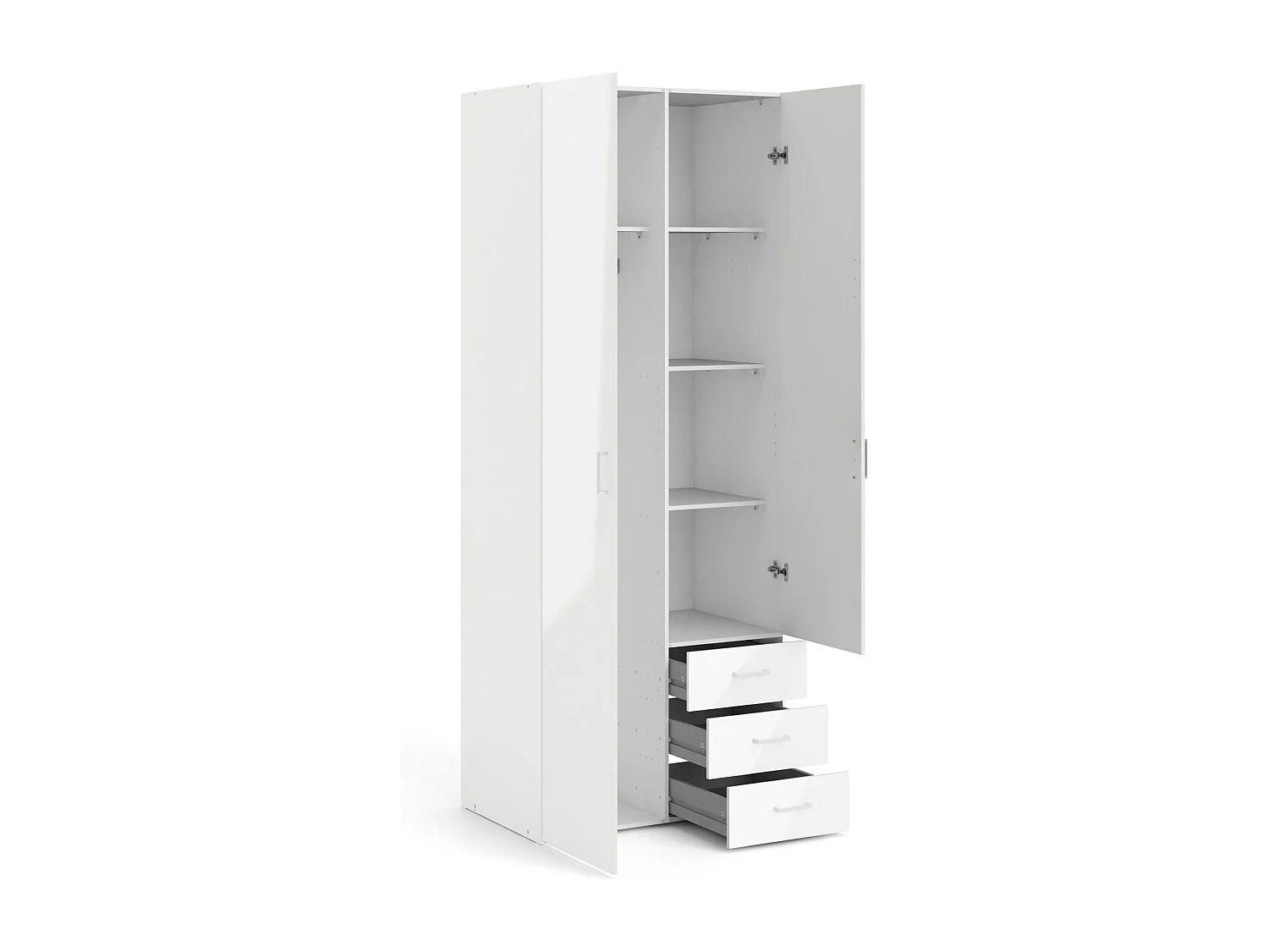 Garde-robe 2 portes Dscaratt, Meubles de chambre, Penderie de plain-pied, Placard à vêtements, 78x50 h200 cm, Blanc