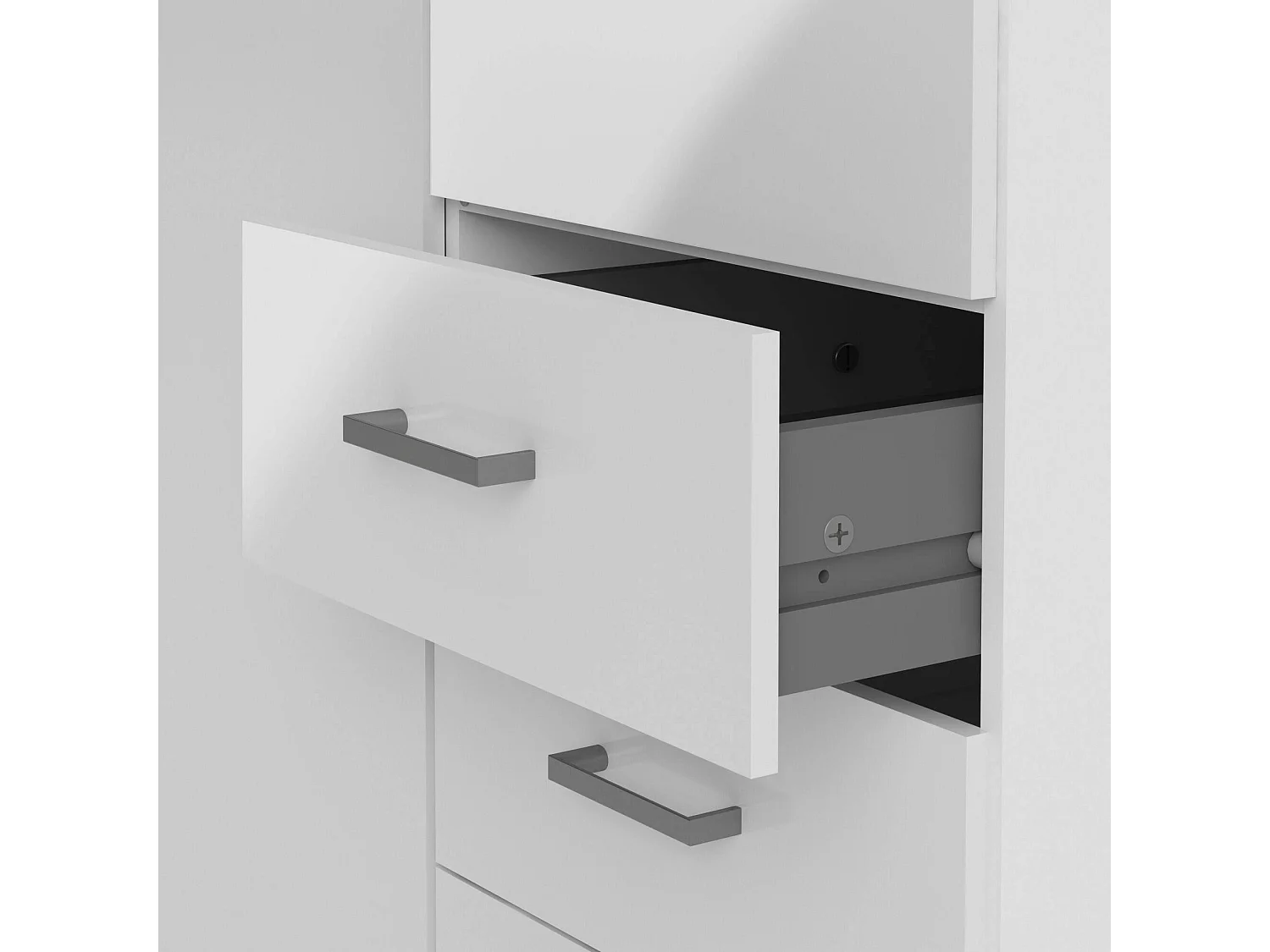 Guardaroba 2 Ante Apollina, 3 Cassetti, 49.5x200.4h cm Bianco Lucido, Armadio Camera da Letto