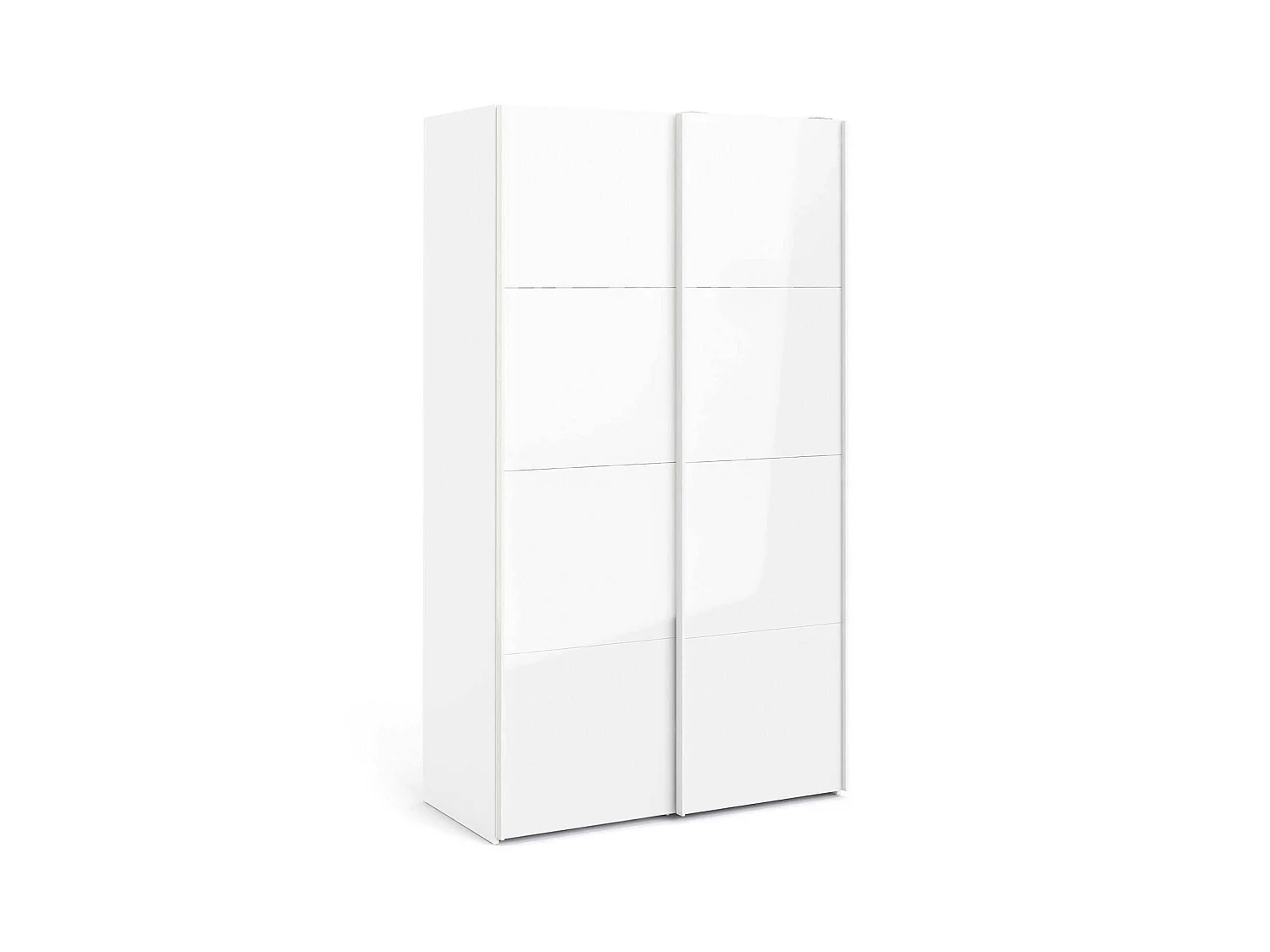 Garde-robe 2 portes Adria, Meubles de chambre, Penderie de plain-pied, Placard à vêtements, 122x62 h220 cm, Blanc brillant