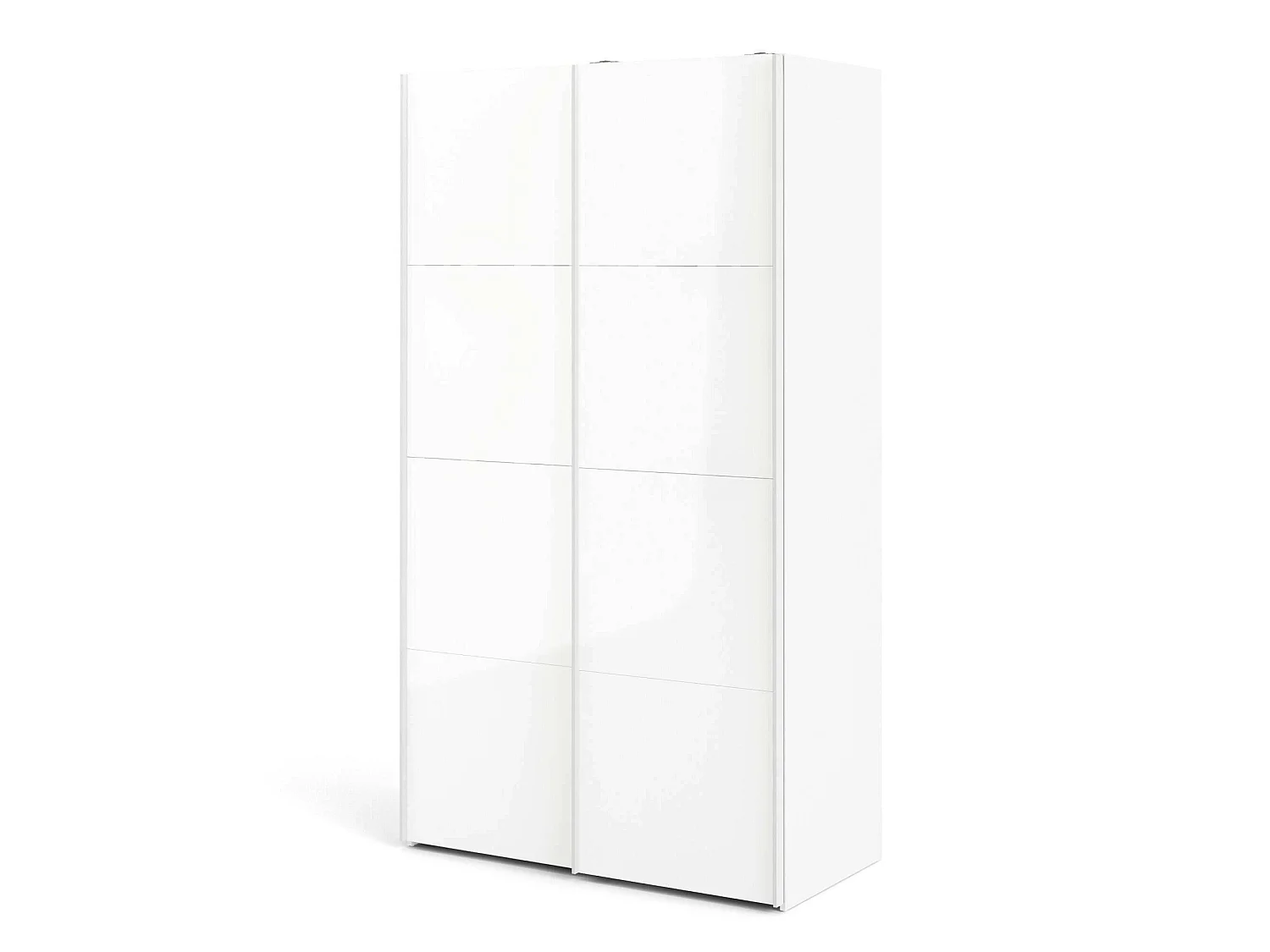 Garde-robe 2 portes Adria, Meubles de chambre, Penderie de plain-pied, Placard à vêtements, 122x62 h220 cm, Blanc brillant