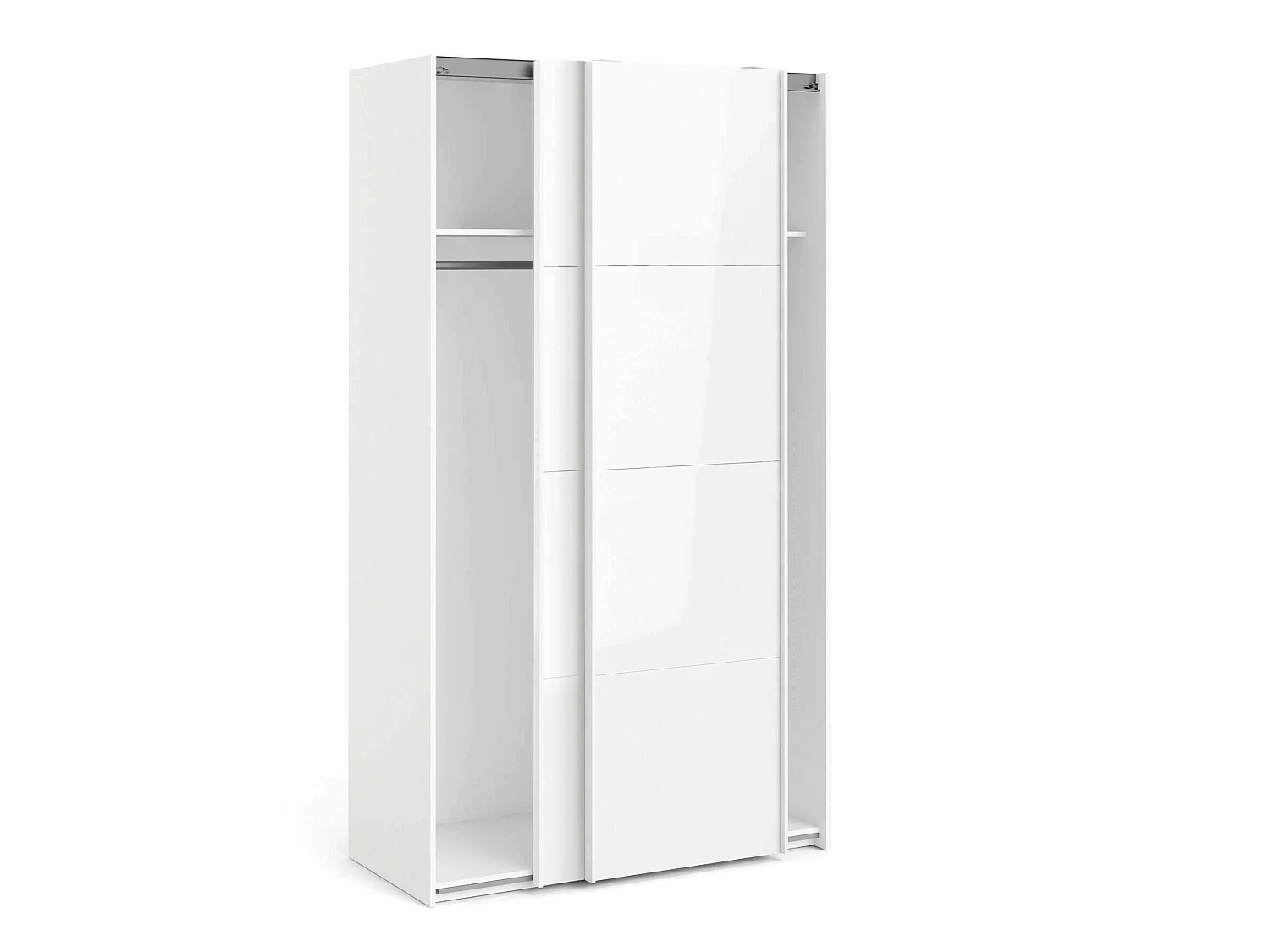 Garde-robe 2 portes Adria, Meubles de chambre, Penderie de plain-pied, Placard à vêtements, 122x62 h220 cm, Blanc brillant