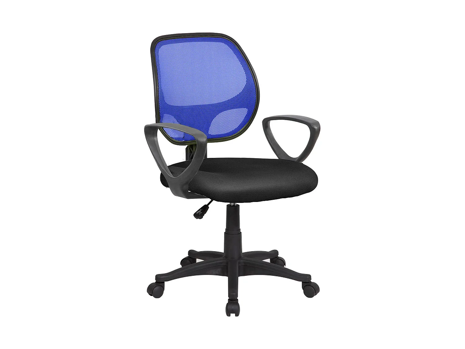 Silla de oficina Ddjidj, Silla operativa de malla con reposabrazos, Asiento de oficina ergonómico, 56x57h88/100 cm, Negro y Azul