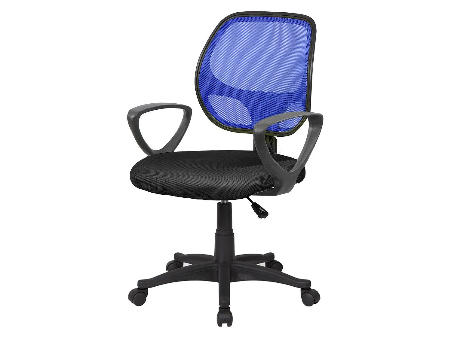 Silla de oficina Ddjidj, Silla operativa de malla con reposabrazos, Asiento de oficina ergonómico, 56x57h88/100 cm, Negro y Azul