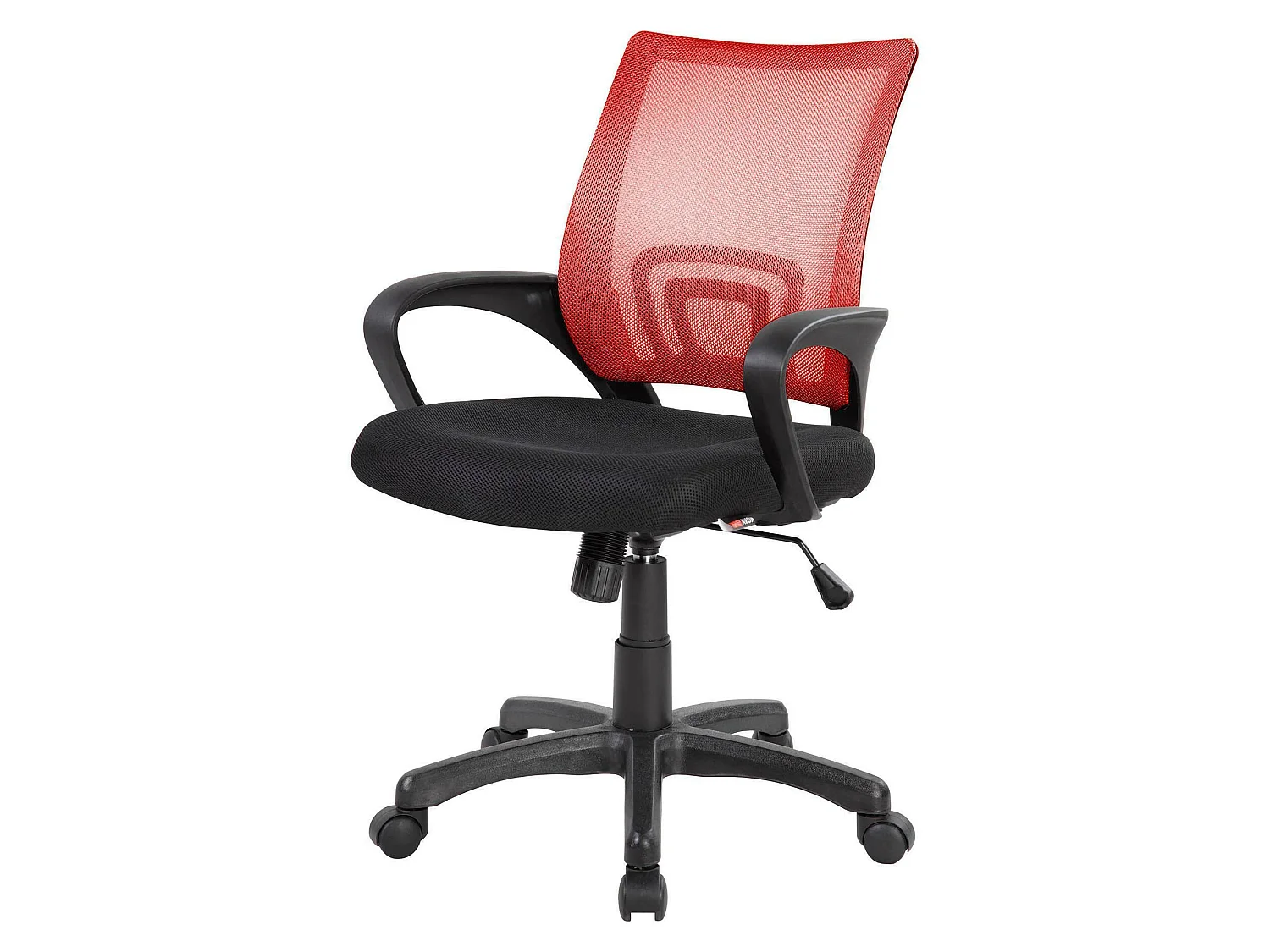 Dgell bureaustoel, Mesh bureaustoel met armleuningen, Ergonomische bureaustoel, 59x54h90/100 cm, Zwart en Rood