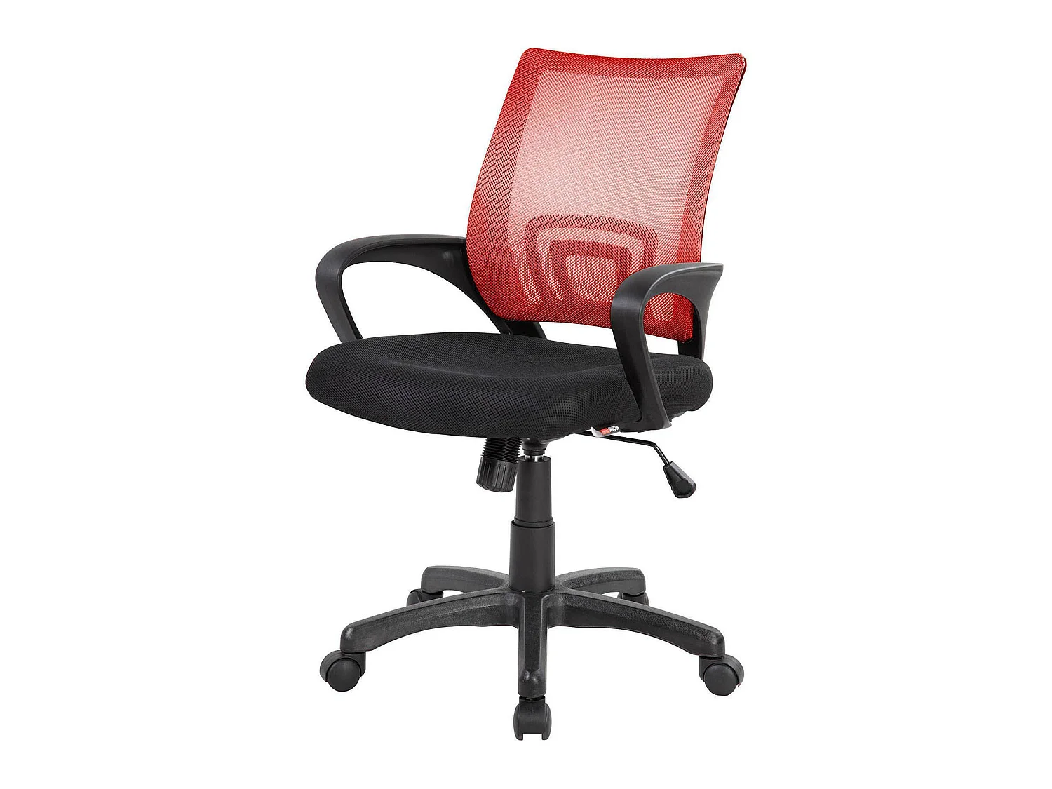 Dgell bureaustoel, Mesh bureaustoel met armleuningen, Ergonomische bureaustoel, 59x54h90/100 cm, Zwart en Rood