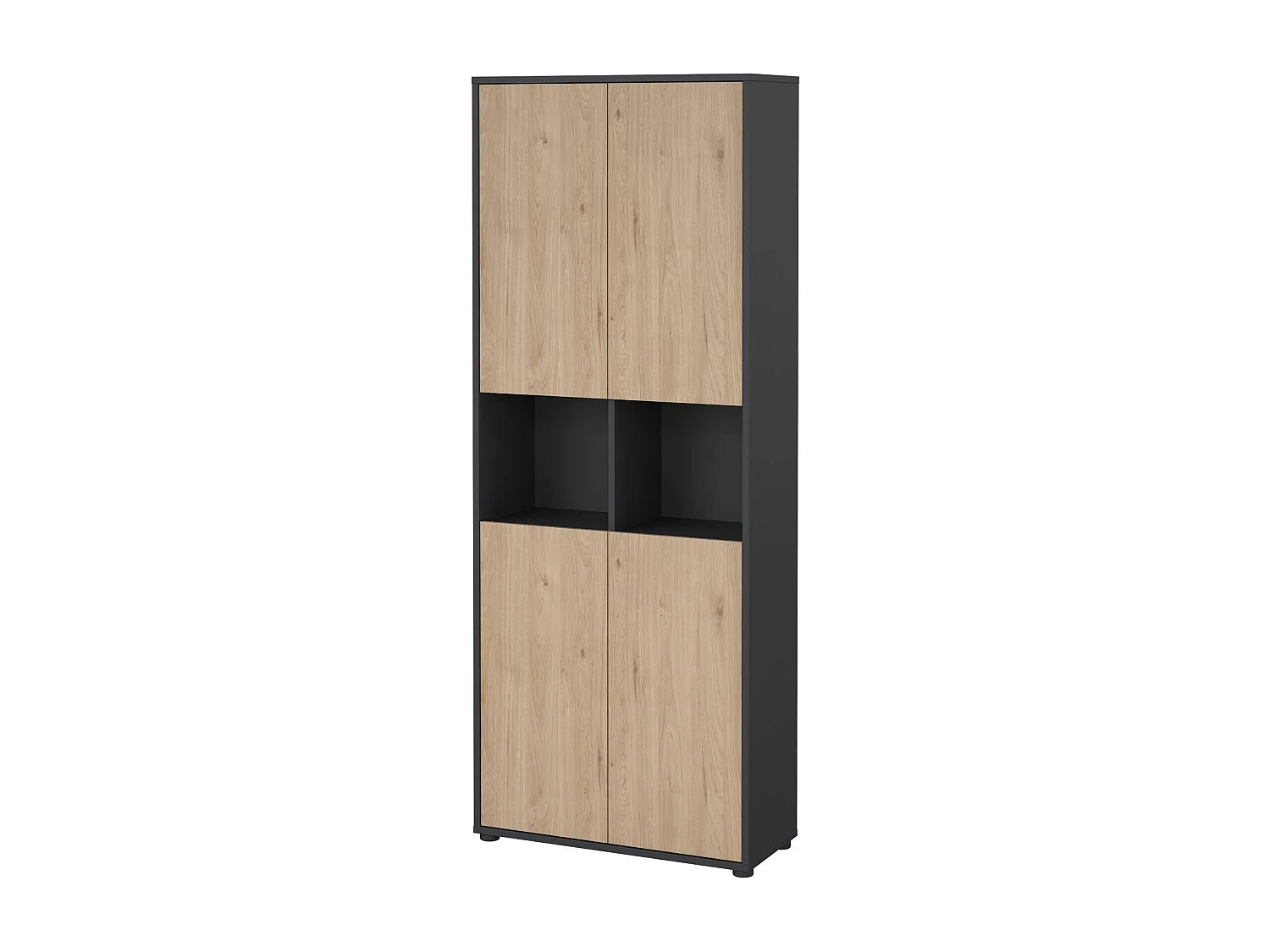 Bibliothèque Dtavca, Etagère de bureau, Porte-livre mobile, Librairie, 80x34 h205 cm, Chêne et Gris