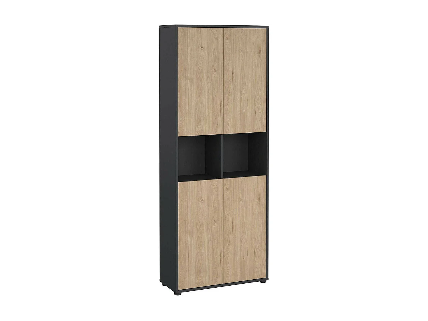 Bibliothèque Dtavca, Etagère de bureau, Porte-livre mobile, Librairie, 80x34 h205 cm, Chêne et Gris