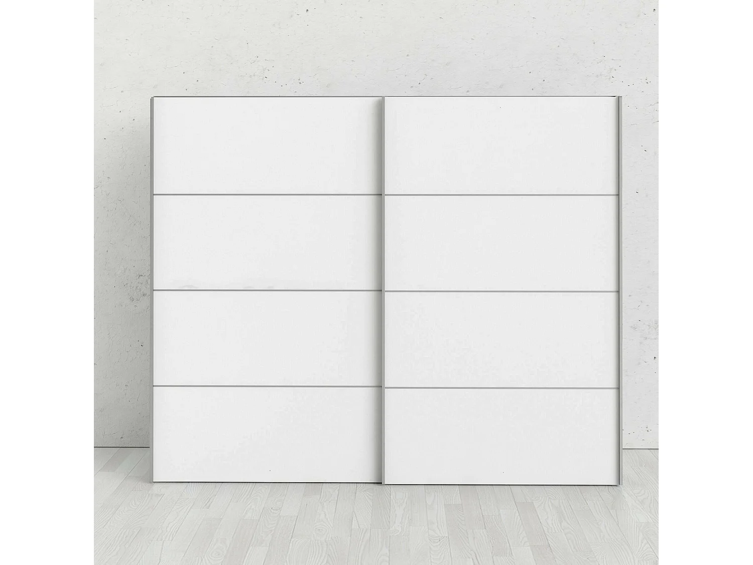Garde-robe 2 portes Avelengo, Meubles de chambre, Penderie de plain-pied, Placard à vêtements, 243x64 h202 cm, Blanc