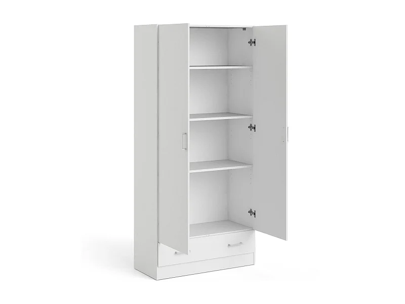 Kleiderschrank 2 Türen Dsban, Schlafzimmermöbel, Schrank, Garderobe, 79x36 h170 cm, WeiÃŸ
