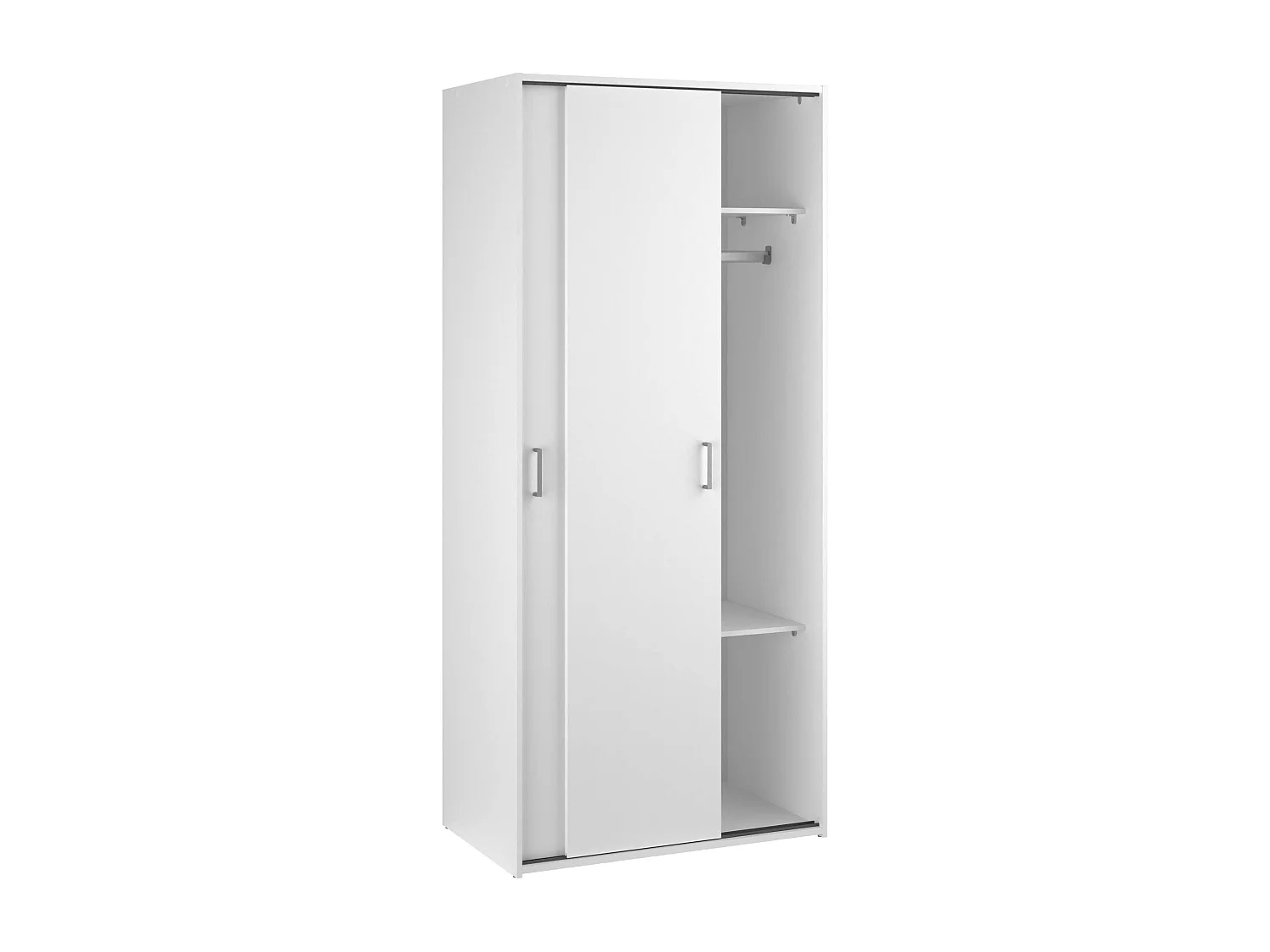 Kleiderschrank 2 Türen Dscapuzz, Schlafzimmermöbel, Schrank, Garderobe, 78x48 h175 cm, WeiÃŸ