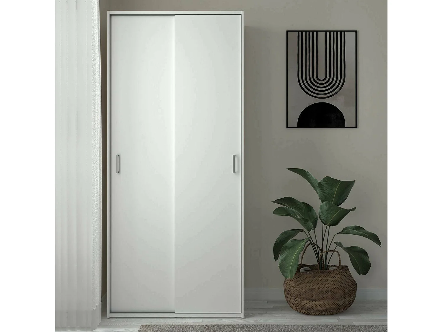 Garde-robe 2 portes Dscapuzz, Meubles de chambre, Penderie de plain-pied, Placard à vêtements, 78x48 h175 cm, Blanc