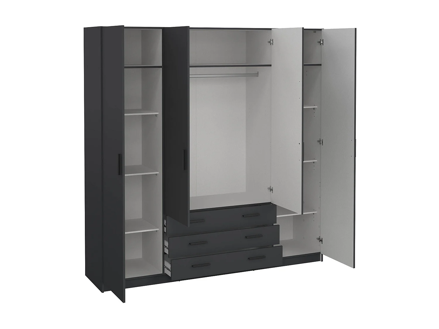 Grande Garde-robe Dserafin, Meubles de chambre, Penderie de plain-pied, Placard à vêtements, 196x50 h200 cm, Gris
