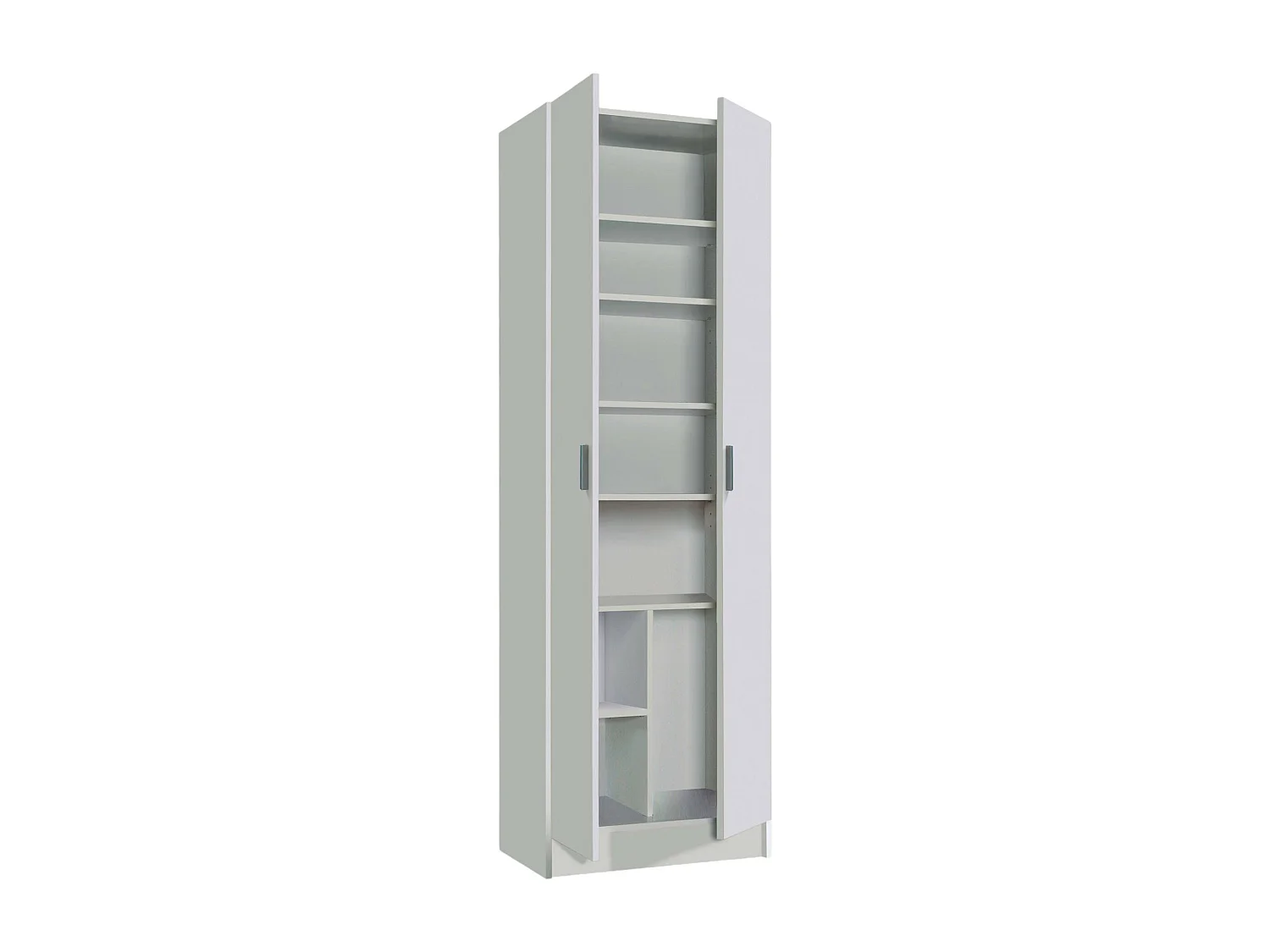 Armario multiuso Altiplano, 2 puertas, 6 estantes, 59x180h cm blanco, apertura abatible, 2 puertas