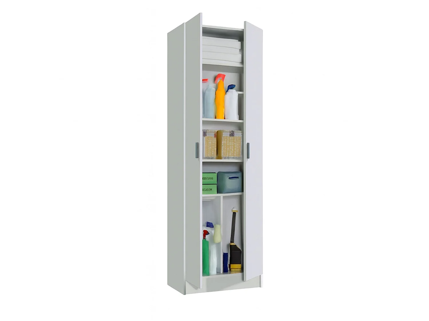 Armadio Multiuso 2 Ante Altiplano, 6 Ripiani, 37x180h cm Bianco