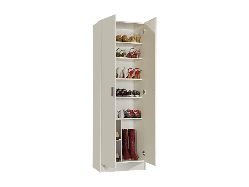 Dimarc multifunctionele kledingkast, Extra kast met 2 deuren, Moderne schoenenkast, Verticaal schoenenrek, 59x37h180 cm, Wit