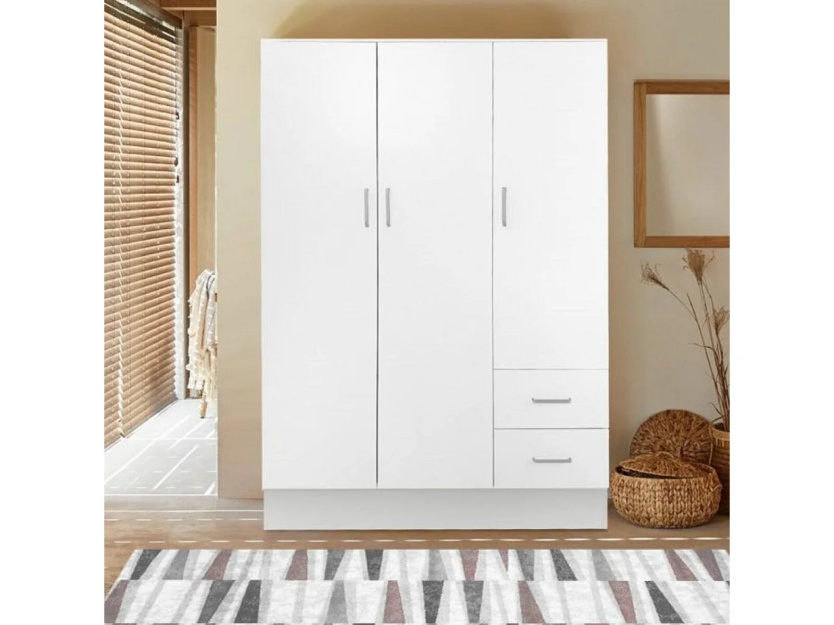 Guardaroba 3 Ante Anci, Appendiabiti, 50x120 cm Bianco, Armadio Camera da Letto