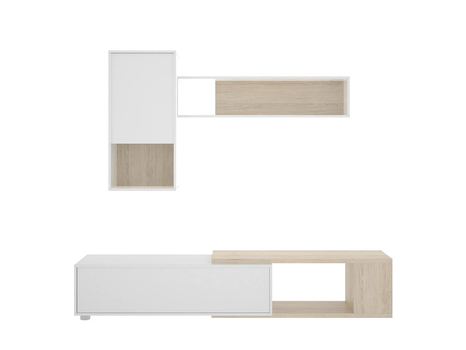 Dmora Wandmeubel Legnone 41x230x180h cm Wit Glans Modulair 4 Planken, 2 Deuren
