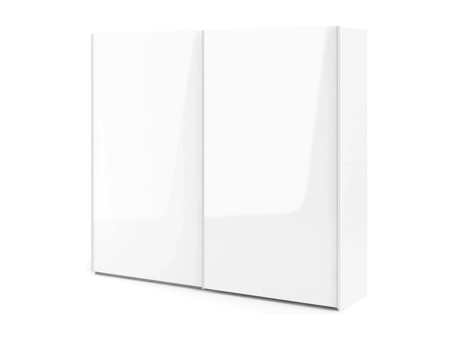 Kleiderschrank 2 Türen Badesse, Schlafzimmermöbel, Schrank, Garderobe, 243x61 h220 cm, Glänzendes WeiÃŸ