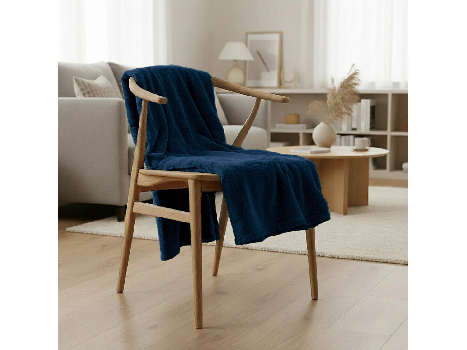 Manta plaid azul oscuro 130x170cm MINNOR - SACASA