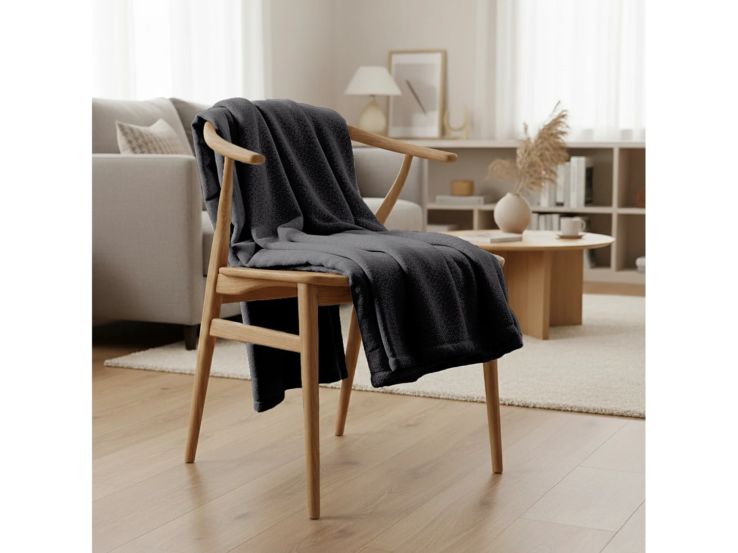 Manta plaid gris oscuro 130x170cm PANORA - SACASA