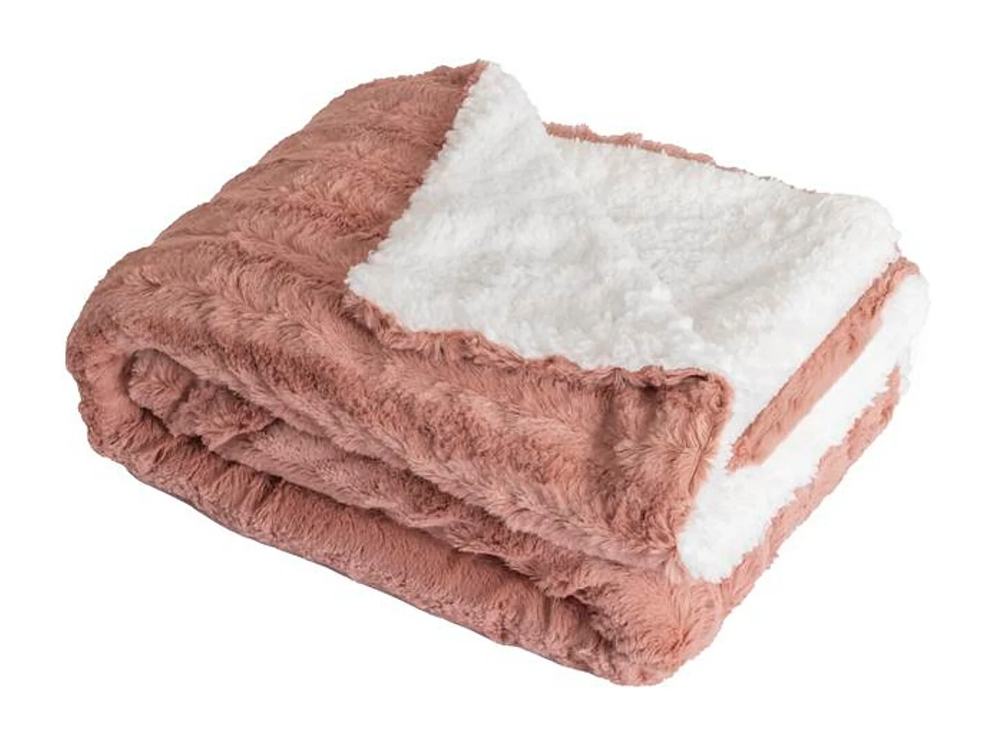 Manta plaid bitono rosa y blanco 180x220cm BERGIL - SACASA