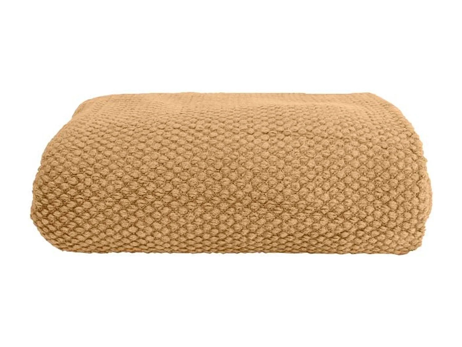 Manta marrón tostado texturizado y con flecos 180x220cm DENARLA - SACASA