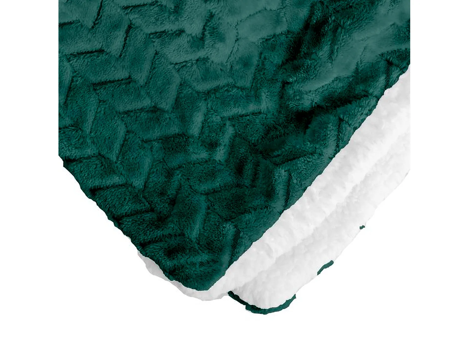 Manta verde oscuro y blanco relieve espiga 180x220cm SHERVALD - SACASA