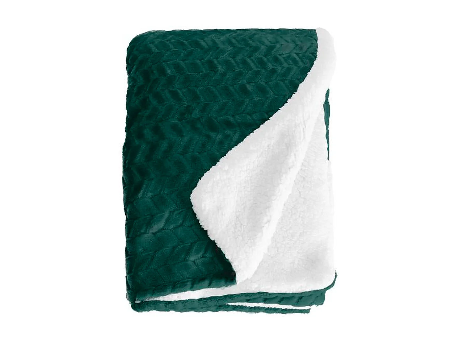 Manta verde oscuro y blanco relieve espiga 180x220cm SHERVALD - SACASA