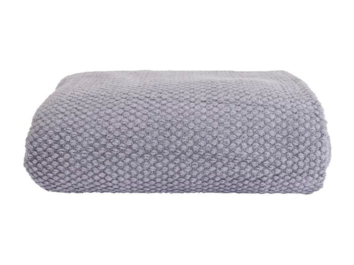 Manta plaid gris claro texturizado y con flecos 180x220cm DENARLA - SACASA