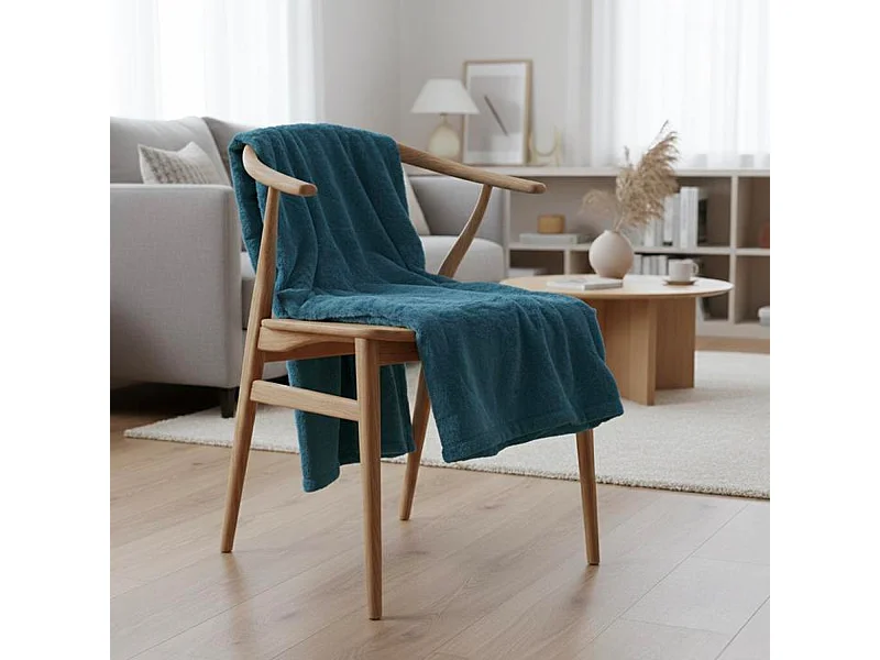 Manta plaid azul verdoso oscuro 130x170cm MINNOR - SACASA