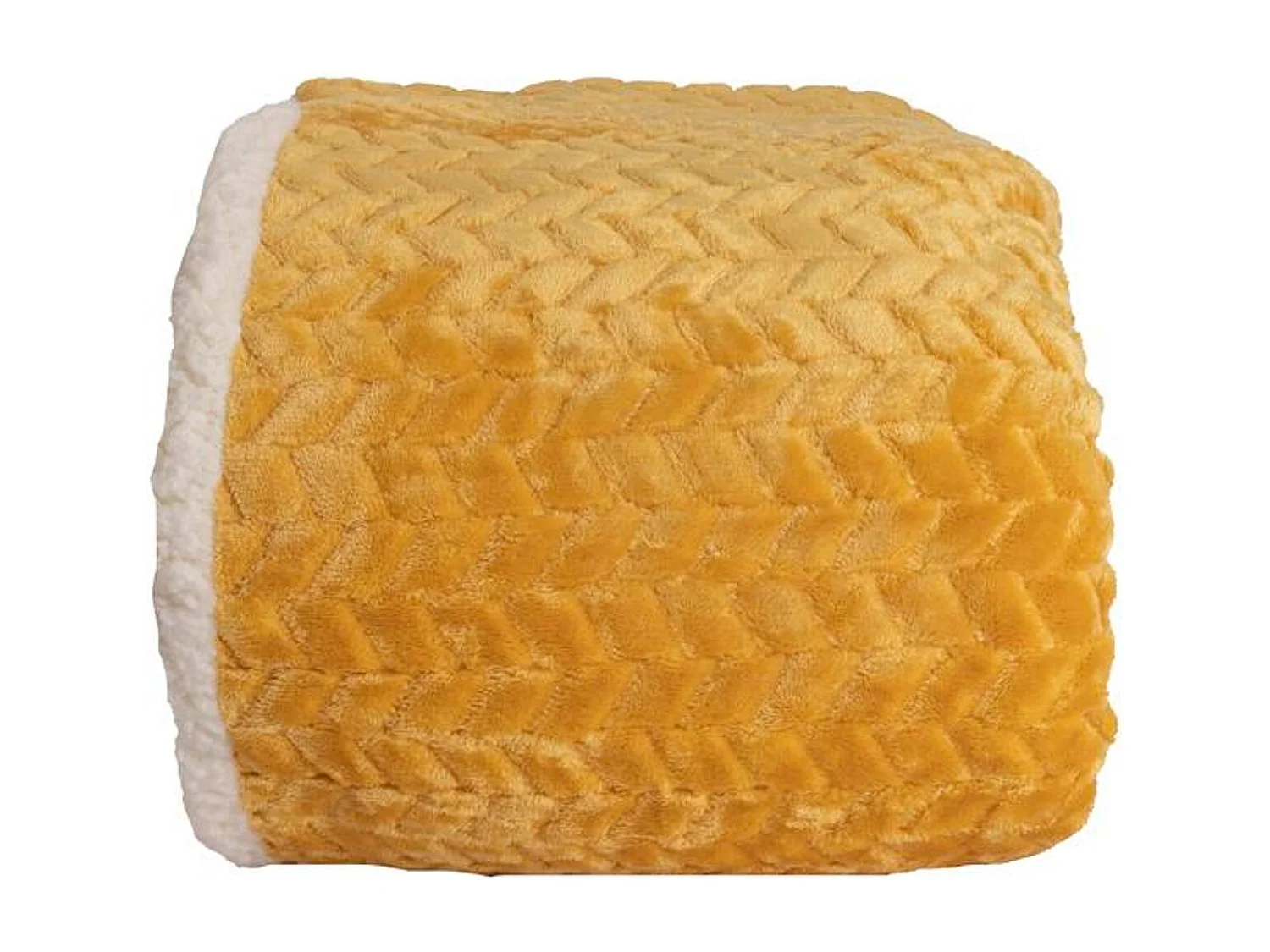 Manta plaid amarillo y blanco relieve espiga 180x220cm SHERVALD - SACASA