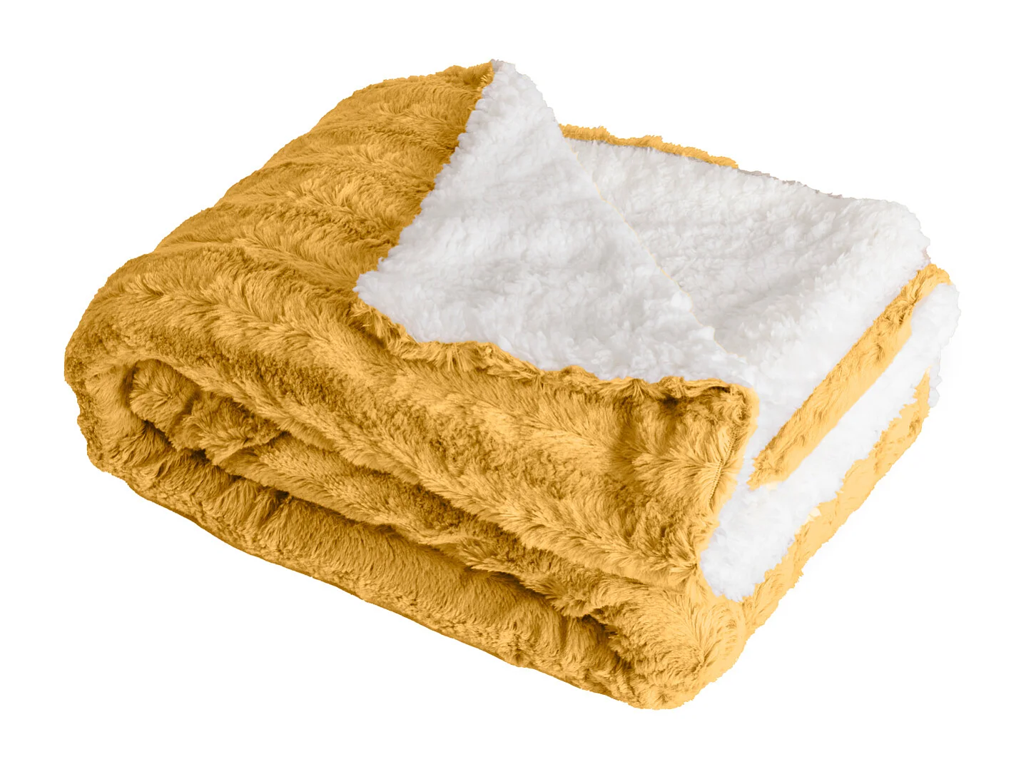 Manta plaid bitono amarilla y blanca 130x170cm BERGIL - SACASA