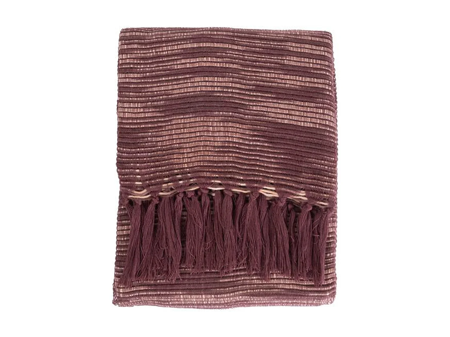 Manta plaid morado ciruela con flecos 130x170cm ANEVIK - SACASA